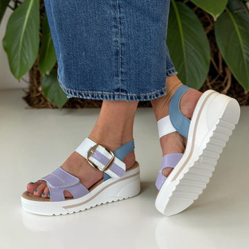 Womens Redz T42-203 Wedge Sandals - Blue Multi