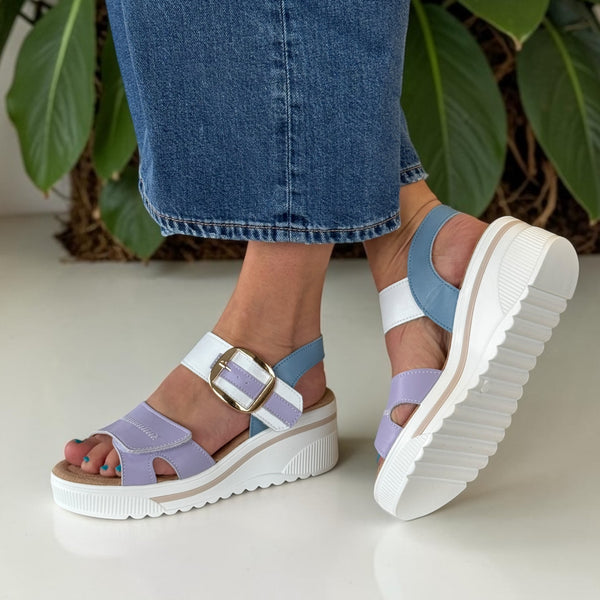 Womens Redz T42-203 Wedge Sandals - Blue Multi