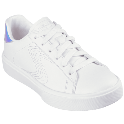 Skechers Girls Eden LX White With Holographic Heel Trainers - White