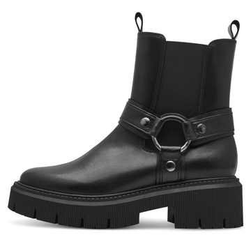 Womens Marco Tozzi 25431 Black Buckle Chunky Ankle Boots - Black