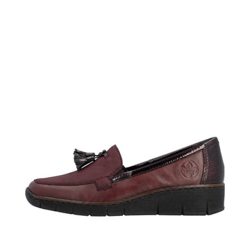 Womens Rieker 53771 Wedged Loafers - Wine Red