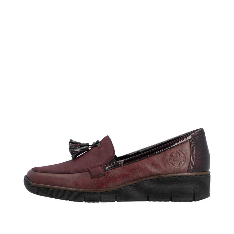 Womens Rieker 53771 Wedged Loafers - Wine Red