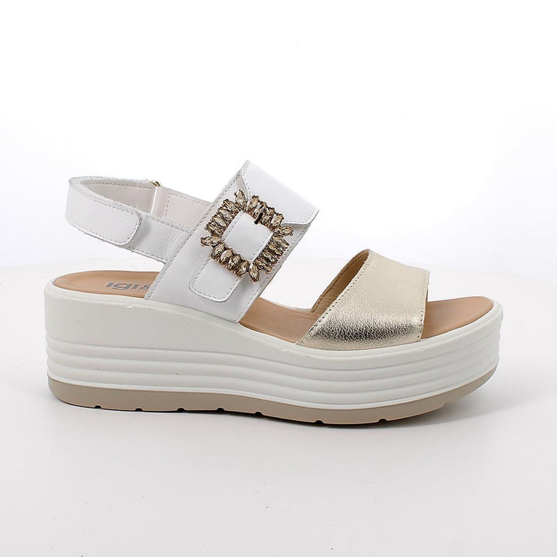 Womens Igi & Co 1164522 White Wedge Sandals - White