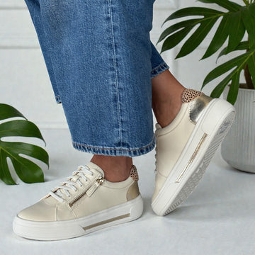 Womens Clarks Hollyrose Zip Platform Trainers - Cream Multi