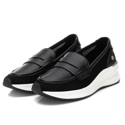 Womens Xti 143707 Mesh Wedge Sporty Loafers - Black