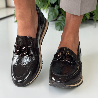 Womens Jana 24766 Mocca Patent Loafer - Mocca Patent