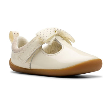 Infant Girls Clarks Roamer Trim Velcro Strap Pre Walker Shoes - Off White