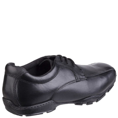 Boys Hush Puppies Vincente Black Senior School Shoes - Black