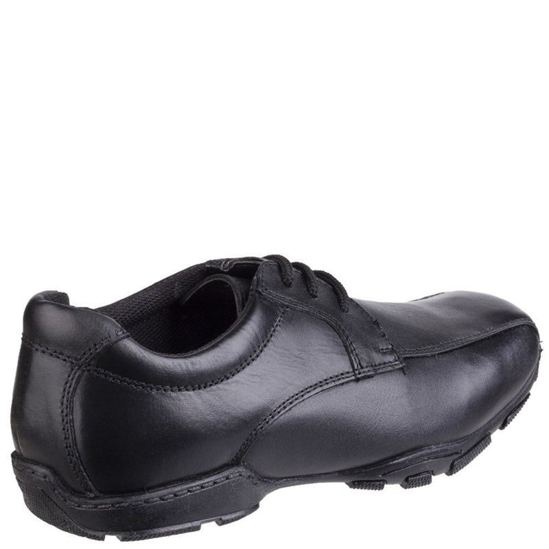 Boys Hush Puppies Vincente Black Senior School Shoes - Black