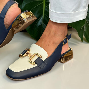 Womens Zanni & Co Diraz Perspex Heel Slingback Loafers - Navy with White