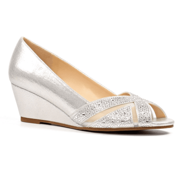 Womens Lunar Adriana Diamante Peep-Toe Wedge Heels - Silver
