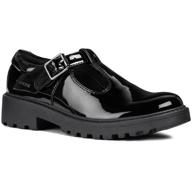Infant Girls Geox Casey Black Patent School Shoes - Black Patent