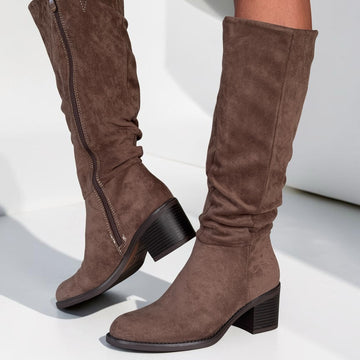 Womens Lunar Kristen Scrunch Long Boots - Taupe