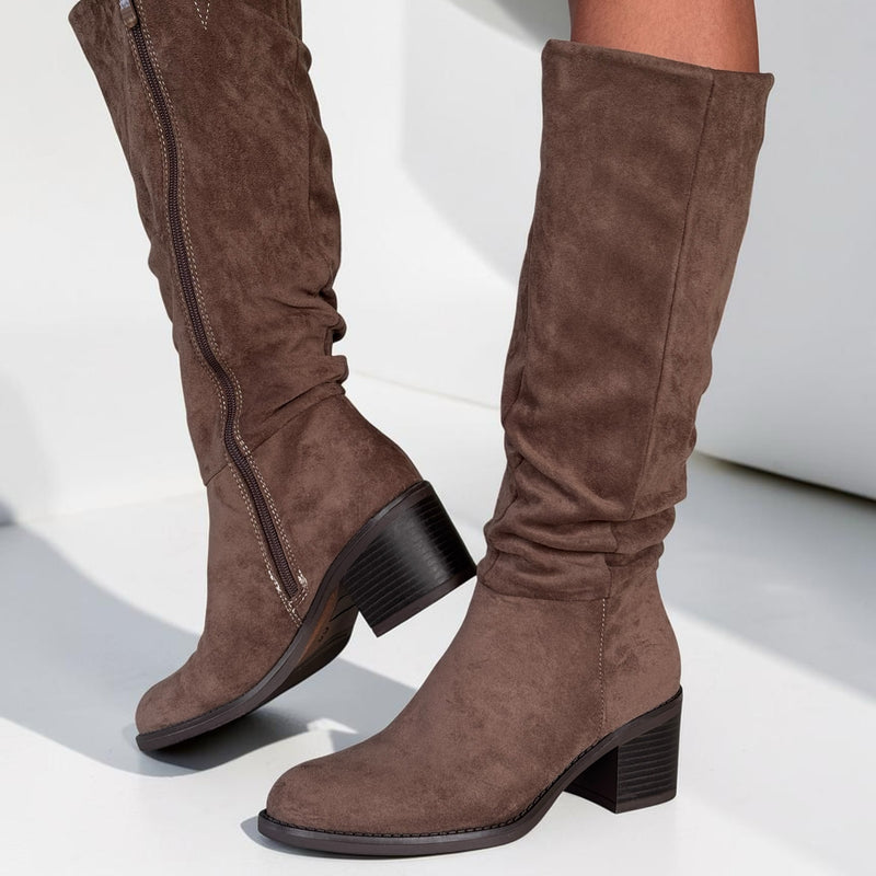 Womens Lunar Kristen Scrunch Long Boots - Taupe