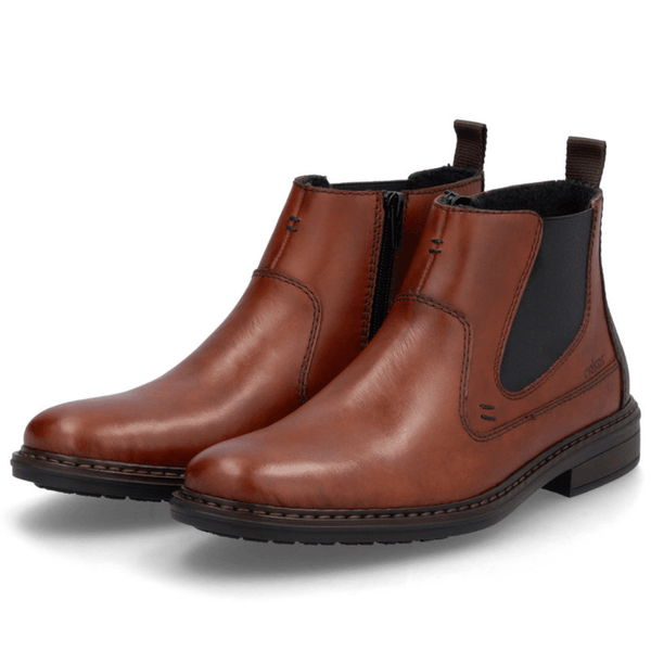 Mens Rieker 17654 Tan Leather Zip Up Chelsea Boots