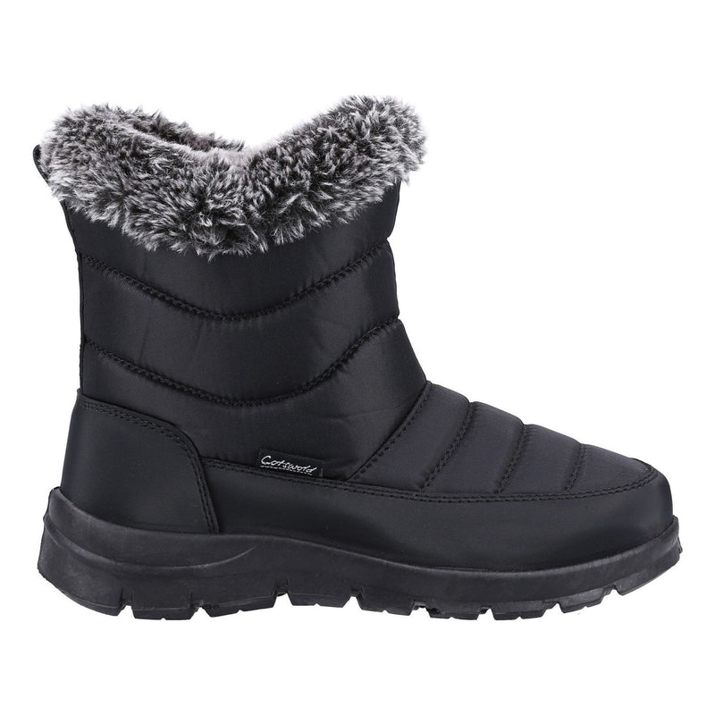 Womens Cotswold Longleat Black Snow Boots - Black