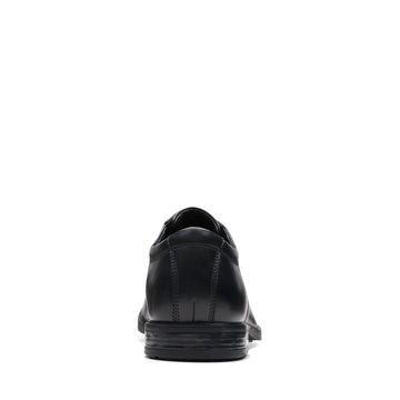 Boys Clarks Howard Over Black School Shoes - Black