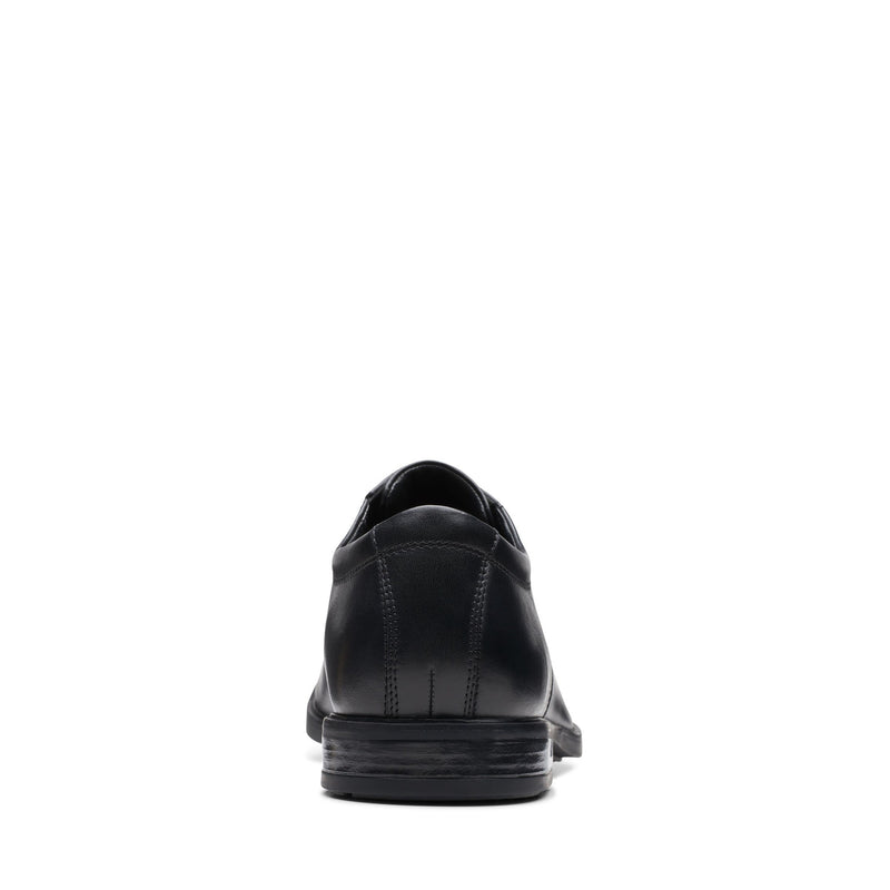Boys Clarks Howard Over Black School Shoes - Black