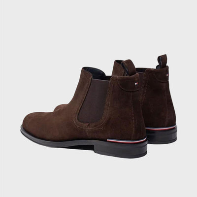 Mens Tommy Hilfiger Core Rwb Dark Brown Suede Chelsea Ankle Boots - Dark Brown