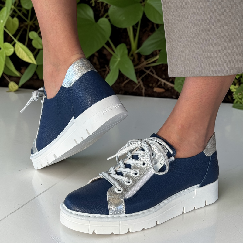 Womens Jose Saenz 2001 Side Zip Trainers - Navy And Silver