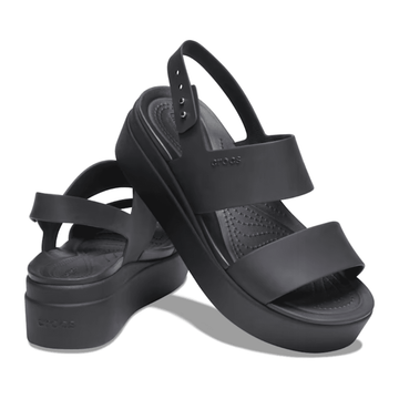 Womens Crocs Brooklyn Low Wedge Sandals - Black