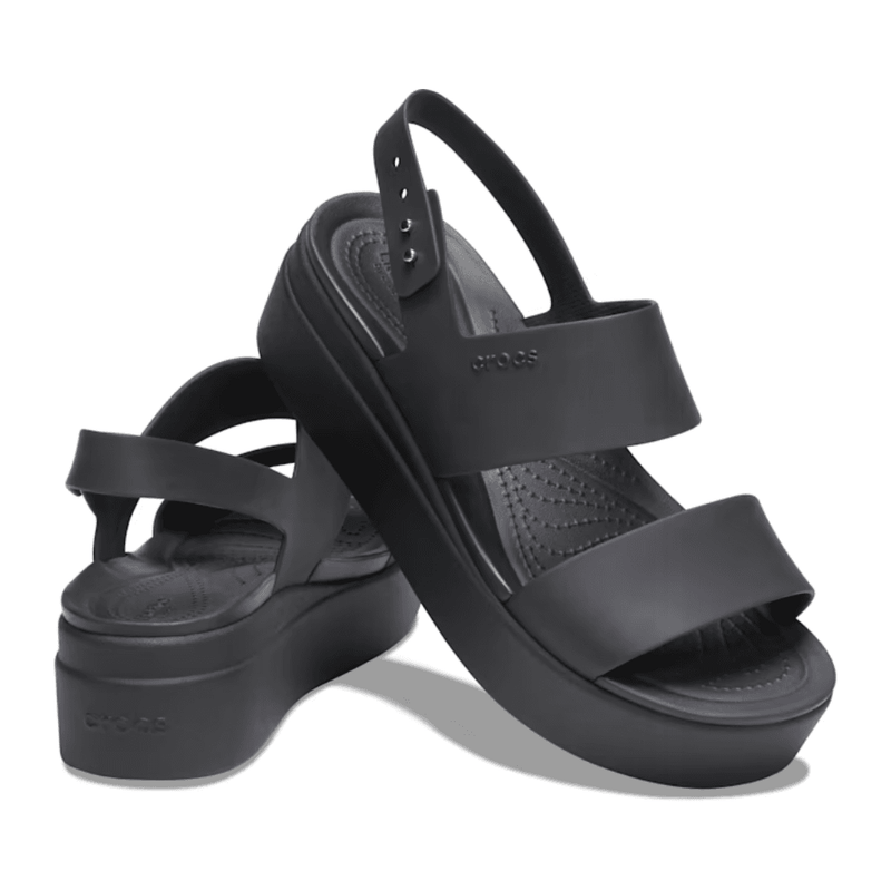 Womens Crocs Brooklyn Low Wedge Sandals - Black