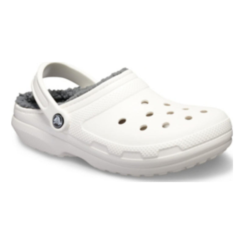 Mens Crocs Classic Lined Slippers - White/Grey