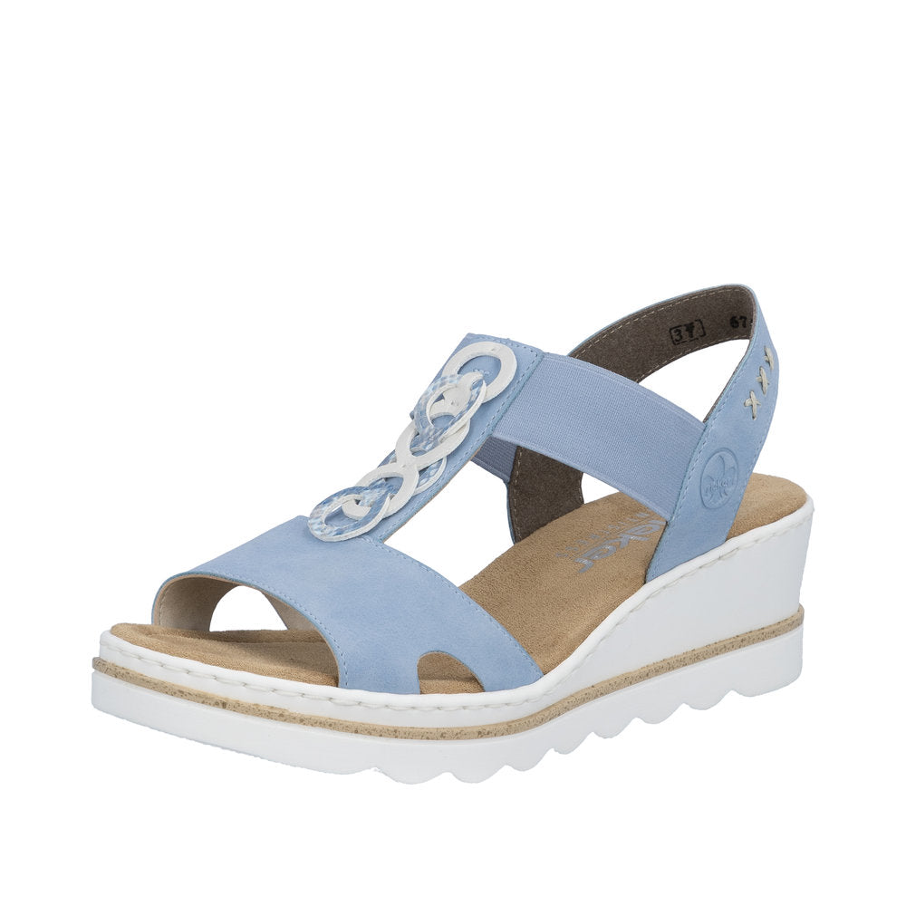 Womens Rieker 67498 Blue Wedge Sandal