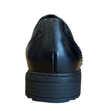 Girls Teds Pomona Brogue School Shoes - Black Leather