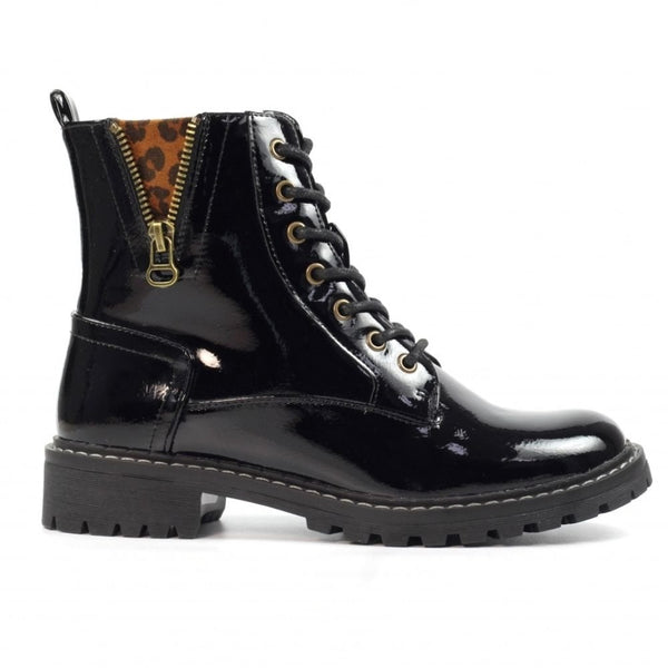 Womens Lunar Nevada Black Patent Ankle Boot - Black