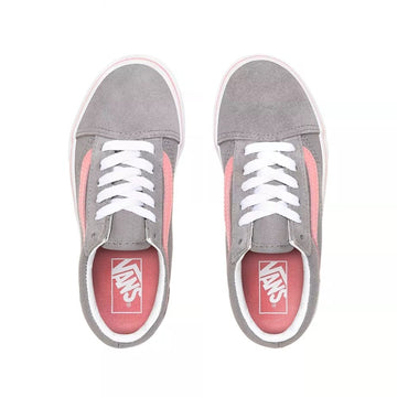 Vans Kids Pop Old Skool Frost Grey Pink Icing Sneakers - Grey and Pink