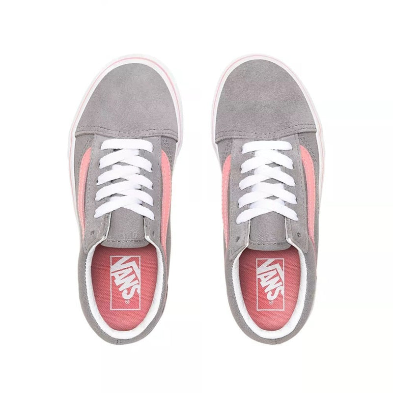 Vans Kids Pop Old Skool Frost Grey Pink Icing Sneakers - Grey and Pink