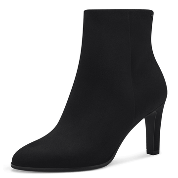 Womens Tamaris 25339 Black Suede Heeled Ankle Boots - Black