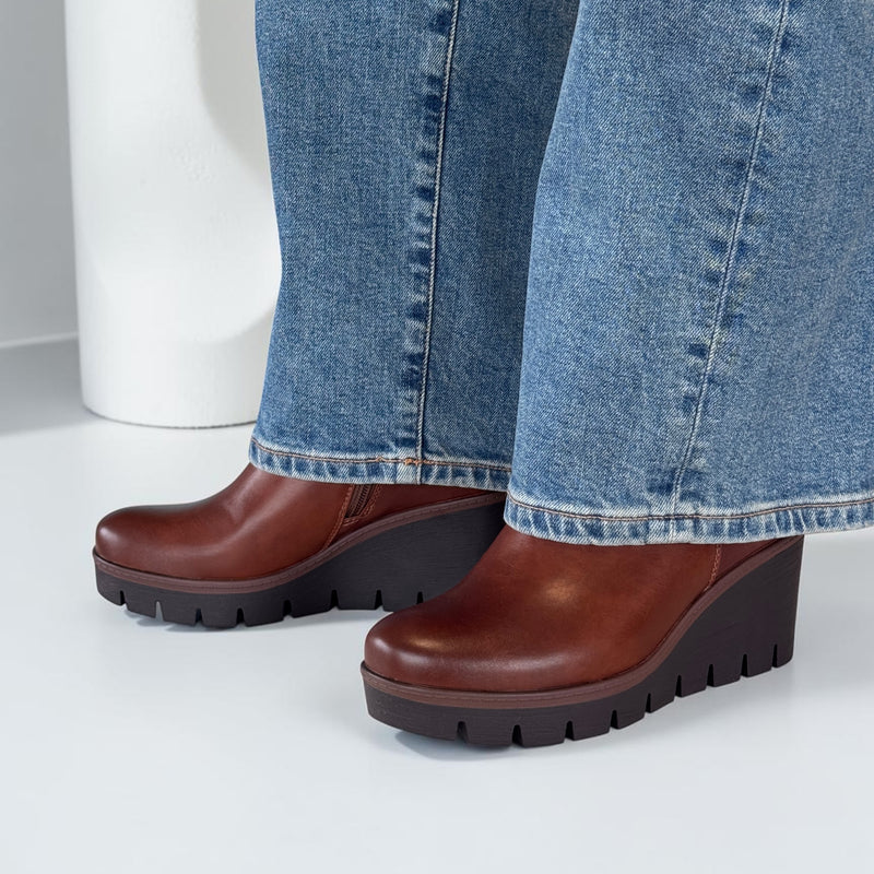 Womens Susst Buddy26 Wedge Ankle Boots - Cognac