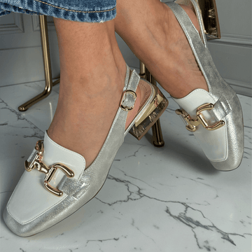 Womens Zanni & Co Diraz Perspex Heel Slingback Loafers - Frosty Cotton