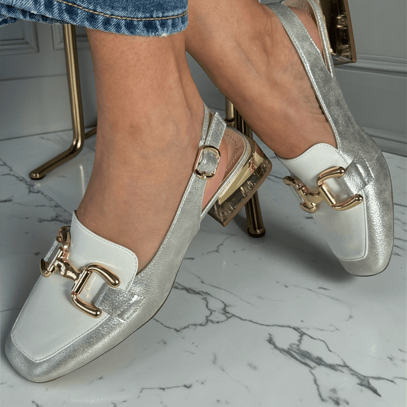 Womens Zanni & Co Diraz Perspex Heel Slingback Loafers - Frosty Cotton