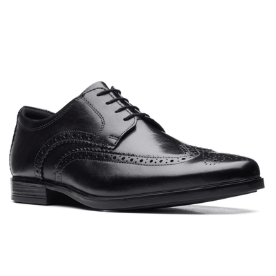 Clarks Men's Howard Wing Black Leather Smart Shoe - Black