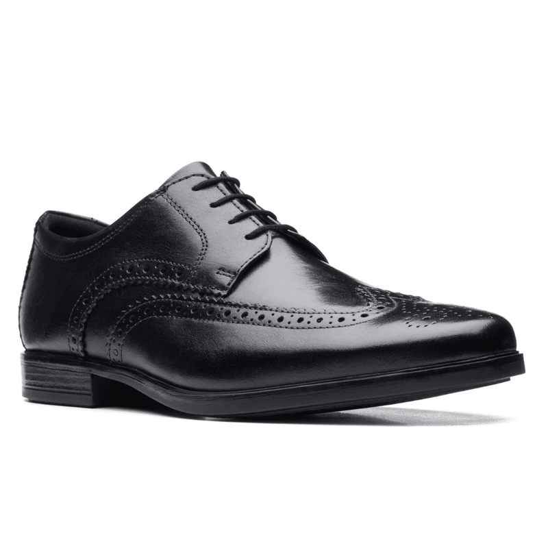 Clarks Men's Howard Wing Black Leather Smart Shoe - Black
