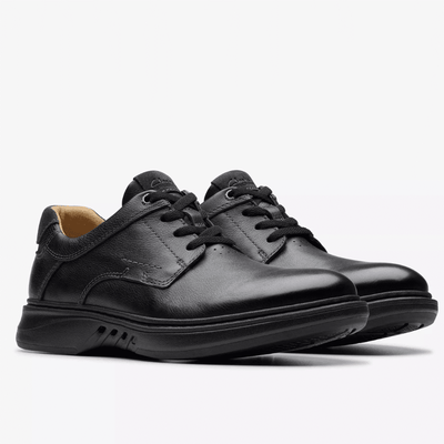 Clarks Mens Un Briley Pace Black Leather Lace up Shoes - Black