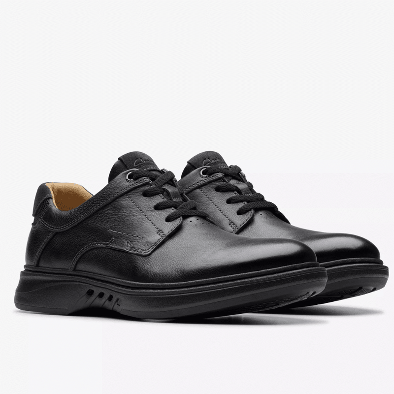 Clarks Mens Un Briley Pace Black Leather Lace up Shoes - Black