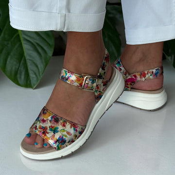 Womens Caprice 28708 Flower Metallic Sandals - Flower Metallic