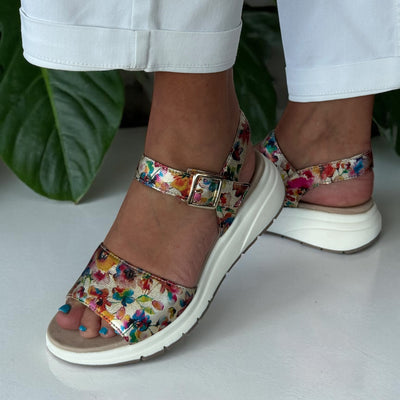 Womens Caprice 28708 Flower Metallic Sandals - Flower Metallic