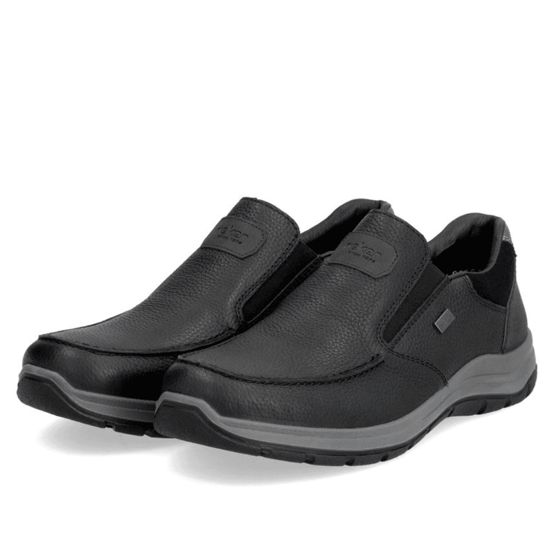 Mens Rieker 03651 Black Leather Water Resistant Slip On Shoes - Black