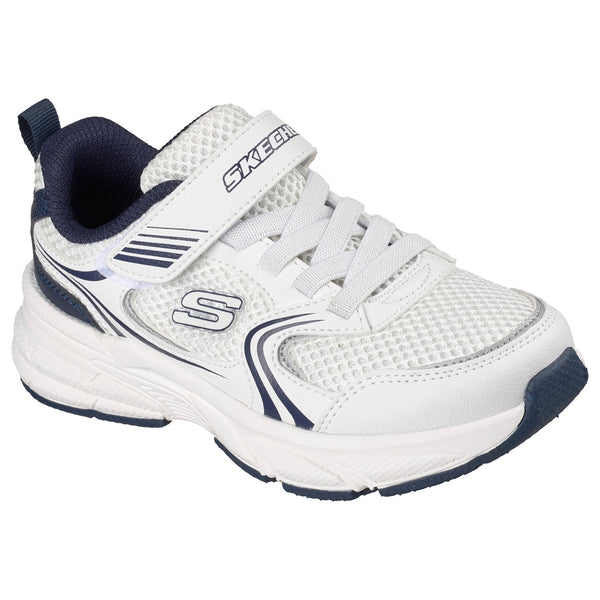 Boys Skechers 403857L White & Navy Sporty Retro-Graph Trainer - Junior - White