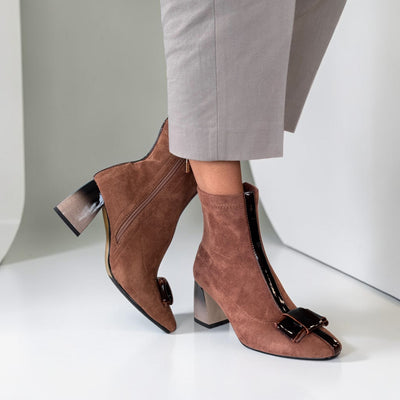Womens Kate Appleby Abbotsley Fudge Ankle Boots with Bow Front - Fudge Suede