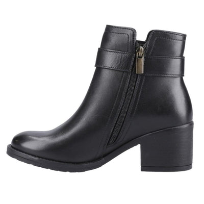 Womens Hush Puppies Hensley Block Heel Ankle Boots - Black