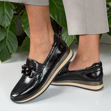 Womens Jana 24766 Mocca Patent Loafer - Mocca Patent