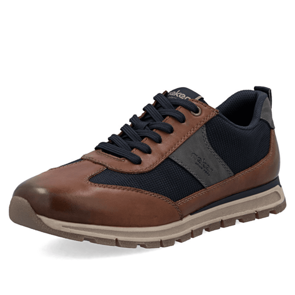 Mens Rieker B0507 Tan with Navy Insert Side Zip Trainers - Tan