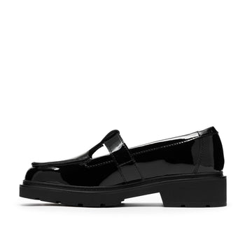 Girls Clarks Lauryl Bar School Shoes - Black Patent