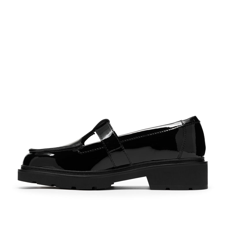 Girls Clarks Lauryl Bar School Shoes - Black Patent